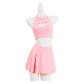 Misa Amane Pink Top Skirt Set Outfits Cosplay Costume Carnival Suit
